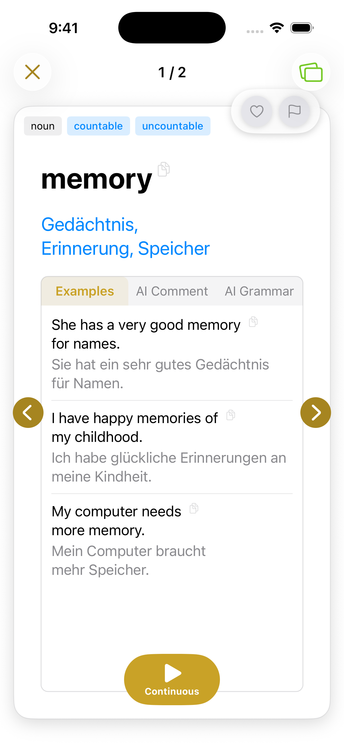 Ocardric Vokabelkarten auf dem iPhone